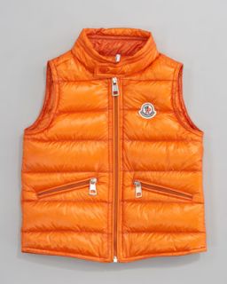Z0X9Q Moncler Gui Long Season Packable Quilted Vest, Sizes 12 14