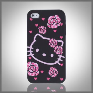 cellxpressions hello kitty hearts roses black hard case cover iphone 4