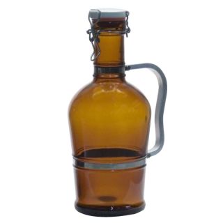 Amber Growler with Metal Handle for Homebrewing 2 Liter Bottle for