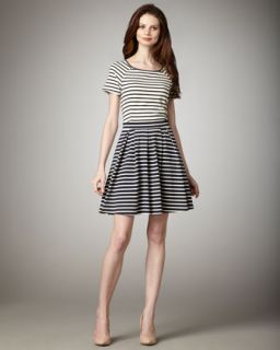 Tibi Striped Pleat Skirt Dress   