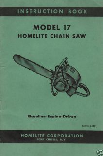 Homelite Model 17 Chain Saw Owners Manual 52 Pages 1954