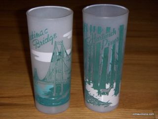 Set Of 2 Mackinac Bridge & Hartwick Pines Michigan Collectible Frosted