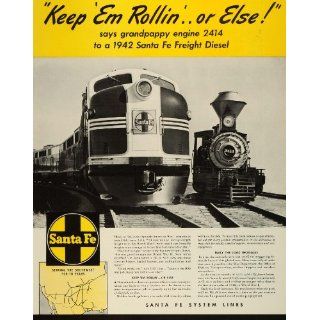 1942 Ad Santa Fe Railway Freight Diesel Trains Spanish