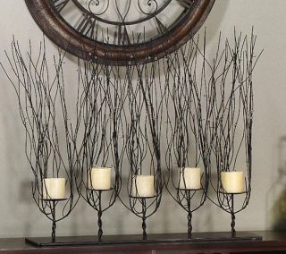 Tree Branch Candle Holder Twisted Wire Twig Brown Metal Fireplace