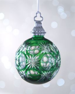 Waterford Emerald Green Cased Ball Christmas Ornament   