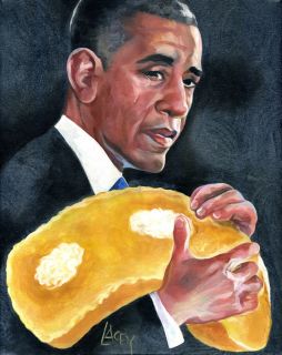 Painting Obama Crying with Dead Twinkie Art Hostess Twinkies Artwork