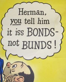 1942 WWII World War II Poster RARE Anti Axis Hitler Humor Cartoon