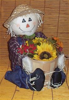 Fall Scarecrow Holding Basket Pumpkin Floral Decor Fall
