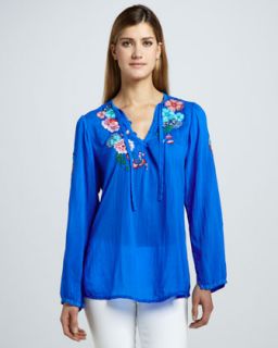 T5UHR Johnny Was Collection Rain Forest Embroidered Blouse, Womens