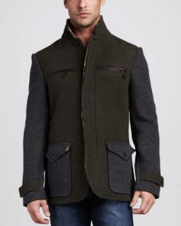 Andrew Marc Luster Rabbit Trim Leather Jacket   