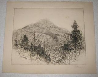 BOURQUIN LISTED CLOUDY MOUNTAIN LANDSCAPE ETCHING