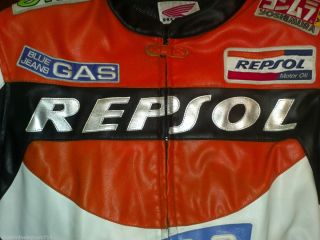 Michelin Repsol Leather Motorcycle Racing Jacket Mens BACK ARMOR HONDA