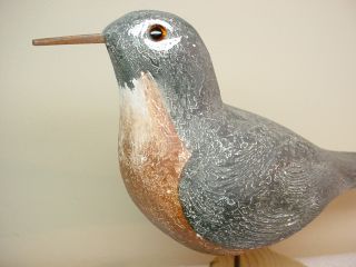 Richard Morgan Carved Wood Bird Decoy Signed Glass Eyes