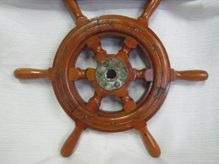 Vintage Wooden Yacht Wheel SHIP Salvaged Antique Great Size