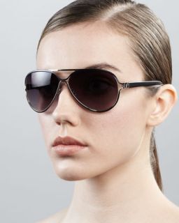 D0G2W Diane von Furstenberg Stella Aviator Sunglasses, Black