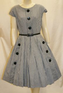  1950s Plaid Rockabilly Swing Dress by Henry Lee   Size Medium 8 to 10