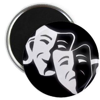 COMEDY TRAGEDY Drama Masks on Black Funny 2.25 inch Fridge