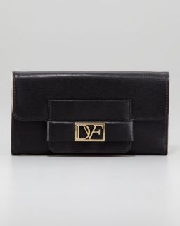 L02YD Diane von Furstenberg Metro Flap Top Wallet, Black