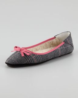 jacques levine inslee bow faux shearling slipper houndstooth $ 98