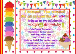 Photo Ice Cream Cone Shop Birthday Boy Girl Invitation