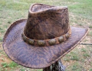 USA Made Henschel Walker Crunch Leather Cowboy Hat Brn