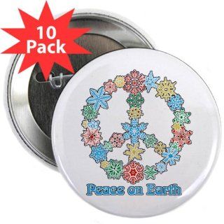 2.25 Button (10 Pack) Christmas Snowflake Wreath Peace