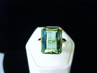 10K Yellow Gold Large 10 Carat Hiddenite Gemstone Ring