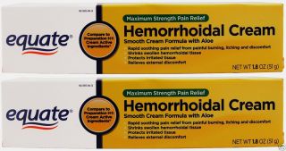 Lot 2 Equate Hemorrhoidal Cream 1.8oz 51g Each, Hemorrhoid Generic