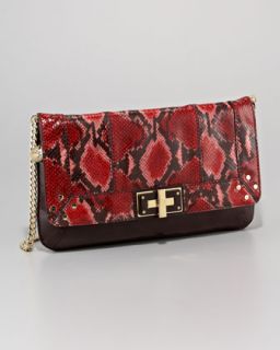 Milly Kathryn Python Embossed Chain Clutch   