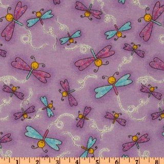 43 Wide Comfy Flannel Dragonflies Purple Fabric By The