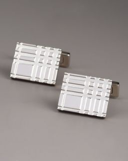 Burberry Embossed Square Enamel Cuff Links, Silver   
