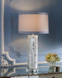 Etched Damask Glass Lamp   