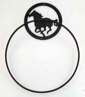  Equestrian Bathroom Decor Horse 12 Towel Ring Cast Iron/Wrought Iron