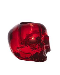H5T2K Kosta Boda Red Still Life Skull Candleholder
