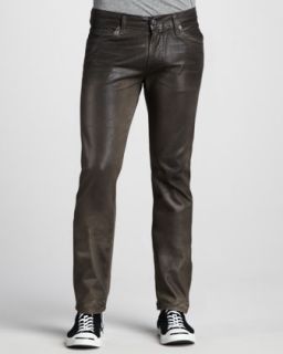 M05F4 7 For All Mankind Slimmy Leather Effect Jeans, Olive