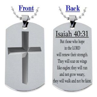 Isaiah 4031 Bible Verse Engrave 2Side Dogtag Necklace Dog tag w/Chain