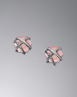 Cable Wrap Earrings, Rose Quartz, 10mm
