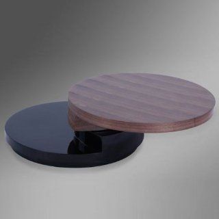 Modern Ambiente Walnut/Black High Gloss Round Coffee Table