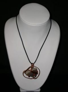 Handcrafted Polished Quartz Stone Copper Wire Necklace