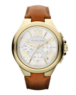 Michael Kors Mid Size Golden Stainless Steel and Leather Camille