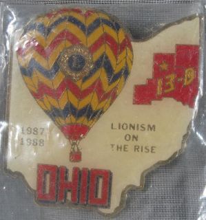 1987 88 Ohio 13 D Hot Air Balloon Lions Club Pin
