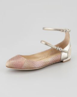 Brian Atwood Amata Double Strap Ballerina Flats, Light Pink   Neiman