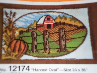 Bucilla Latch Hook Rug Pattern Canvas Harvest Oval Farm Barn Scene