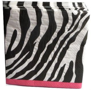 20 Pink Zebra Birthday Party Supplies Serviette Napkins New