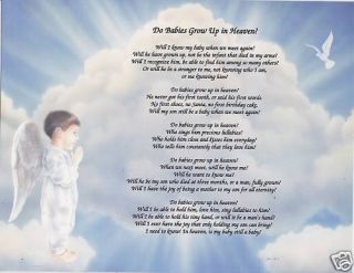 Do Babies Grow Up in Heaven Poem Prayer Personalized