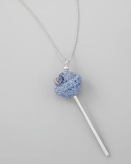 silver crystal encrusted lollipop necklace sapphire $ 180