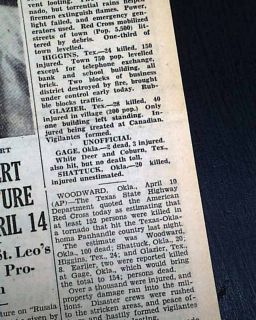 Woodward OK Oklahoma Tornado Glazier TX 1947 Newspaper