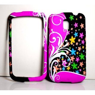 Pink & Black Rainbow Whirl Flower Rubberized Snap on Hard