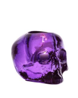 H5T2P Kosta Boda Purple Still Life Skull Candleholder