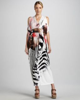 T5GDS Melissa Masse Zebra Print Caftan Dress